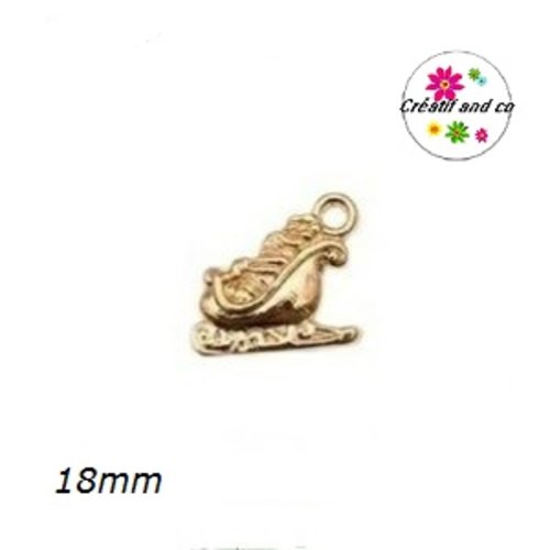 Breloque traineau de noël métal doré