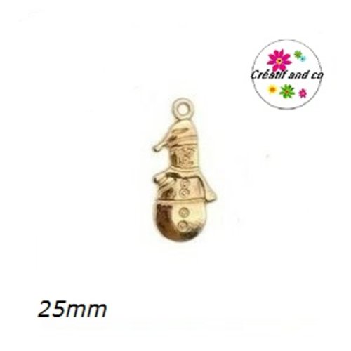 Breloque bonhomme de neige métal doré