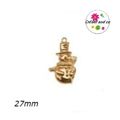 Breloque bonhomme de neige métal doré