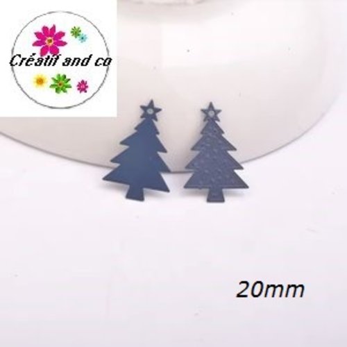 Breloque estampe sapin de noël gris foncé 20mm