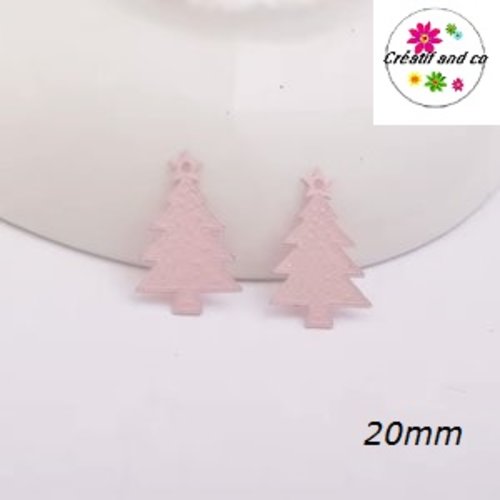 Breloque estampe sapin de noël rose 20mm