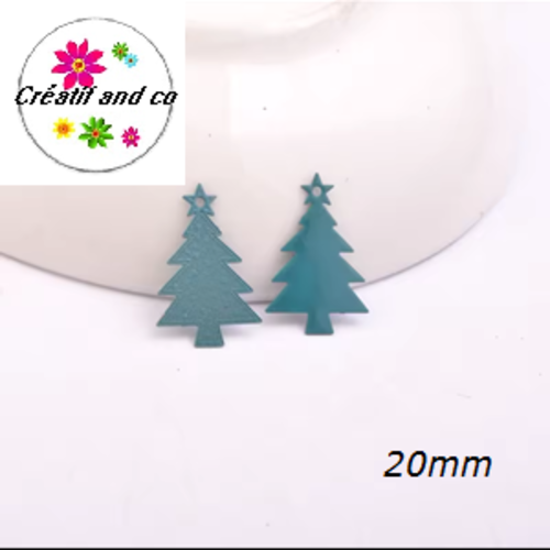Breloque estampe sapin de noël vert foncé 20mm