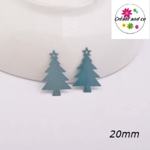 Breloque estampe sapin de noël vert foncé 20mm