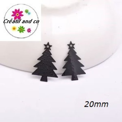 Breloque estampe sapin de noël noir  20mm