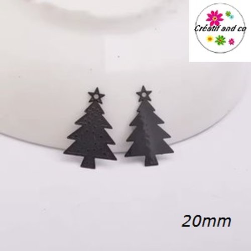 Breloque estampe sapin de noël noir  20mm