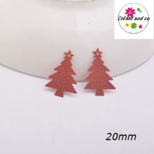 Breloque estampe sapin de noël rouge  20mm
