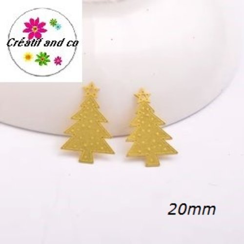 Breloque estampe sapin de noël jaune 20mm