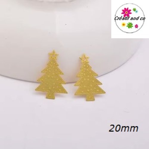 Breloque estampe sapin de noël jaune 20mm