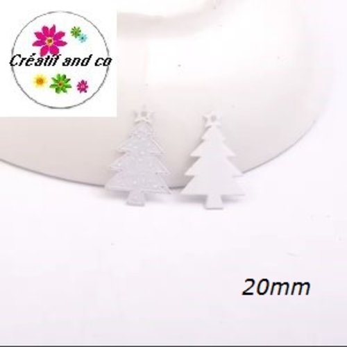 Breloque estampe sapin de noël blanc 20mm