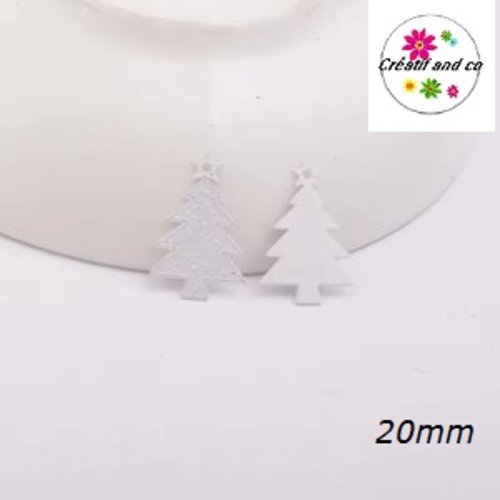 Breloque estampe sapin de noël blanc 20mm