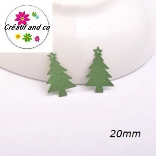 Breloque estampe sapin de noël vert  20mm