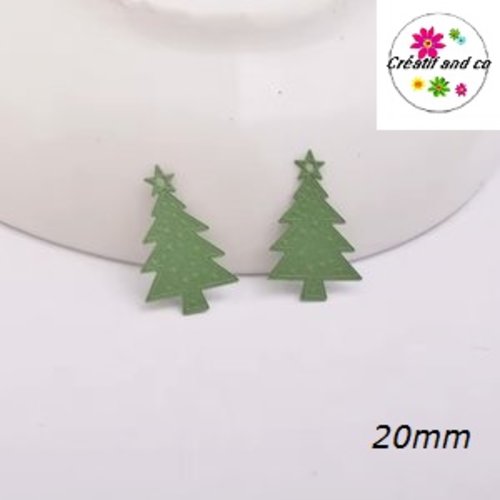 Breloque estampe sapin de noël vert  20mm