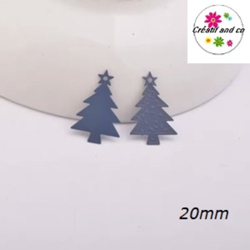 Breloque estampe sapin de noël bleu roi 20mm