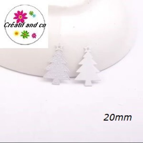Breloque estampe sapin de noël argent 20mm