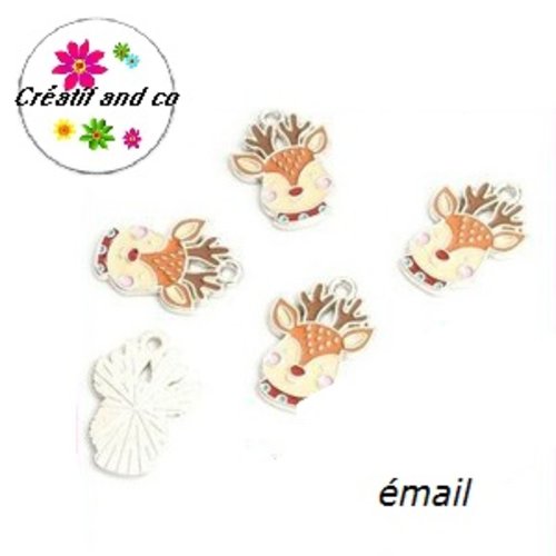 Breloque tête cerf émail