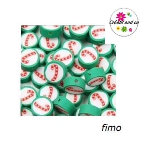 X10 perles thème noël fimo 10mm
