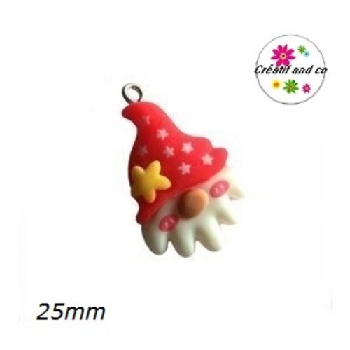 Breloque gnome de noël 25mm