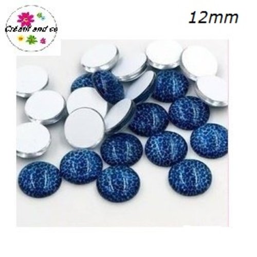 X2 cabochons léopard bleu foncé 12mm