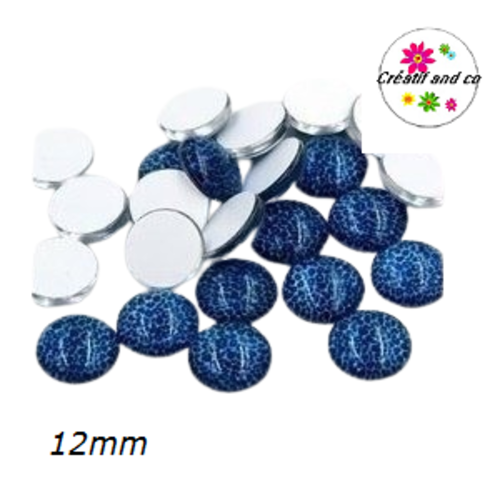 X2 cabochons léopard bleu foncé 12mm