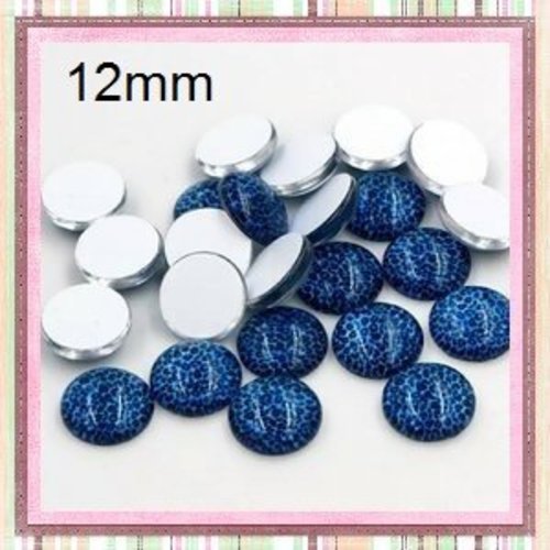 X2 cabochons léopard bleu foncé en verre 12mm