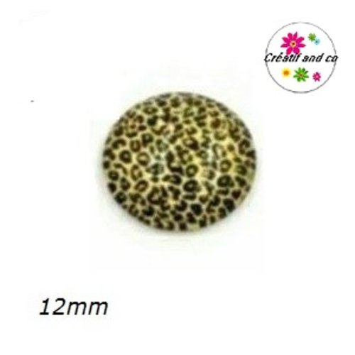 X2 cabochons léopard jaune 12mm