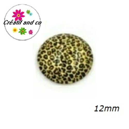 X2 cabochons léopard jaune 12mm