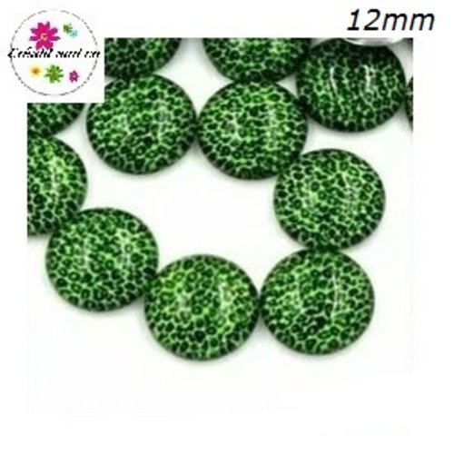 X2 cabochons léopard vert clair 12mm