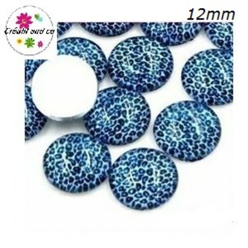 X2 cabochons léopard bleu 12mm