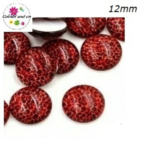 X2 cabochons léopard rouge 12mm