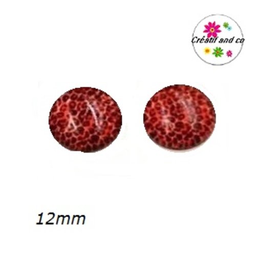 X2 cabochons léopard rouge 12mm