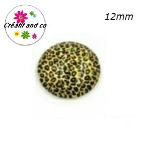 X2 cabochons léopard jaune pâle 12mm