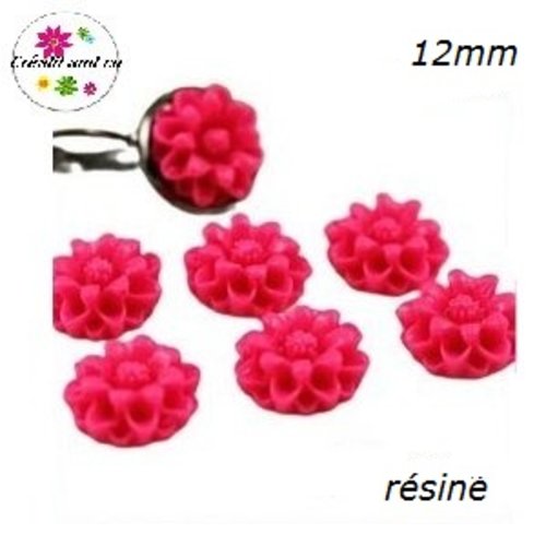 X2 cabochons fleurs 3d rose résine 12mm