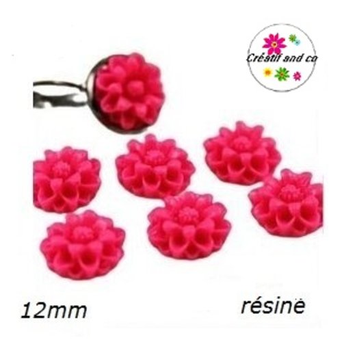 X2 cabochons fleurs 3d rose résine 12mm