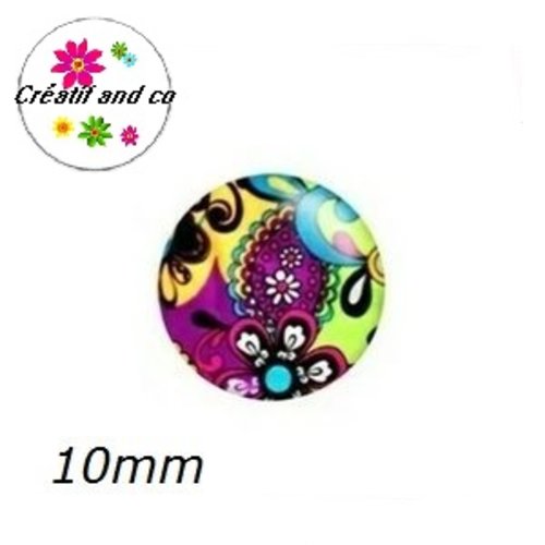 X2 cabochons colorés 10mm