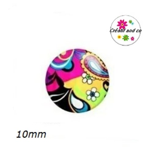 X2 cabochons colorés 10mm
