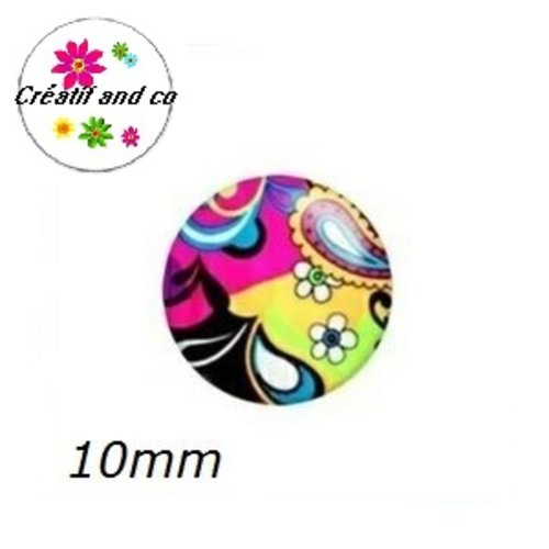 X2 cabochons colorés 10mm
