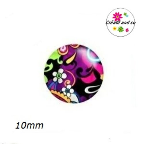 X2 cabochons colorés 10mm