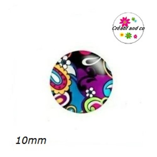 X2 cabochons colorés 10mm