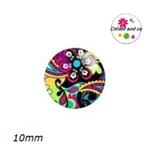 X2 cabochons colorés 10mm