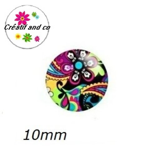 X2 cabochons colorés 10mm