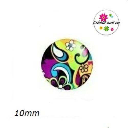 X2 cabochons colorés 10mm