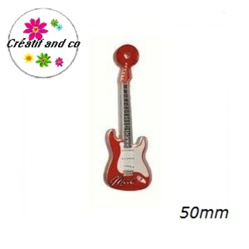 Pendentif guitare rock rouge/blanche 50mm