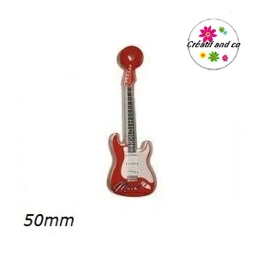 Pendentif guitare rock rouge/blanche 50mm