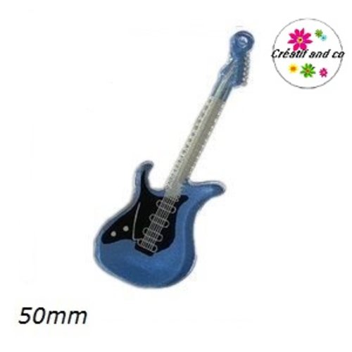 Pendentif guitare rock bleue/noire 50mm