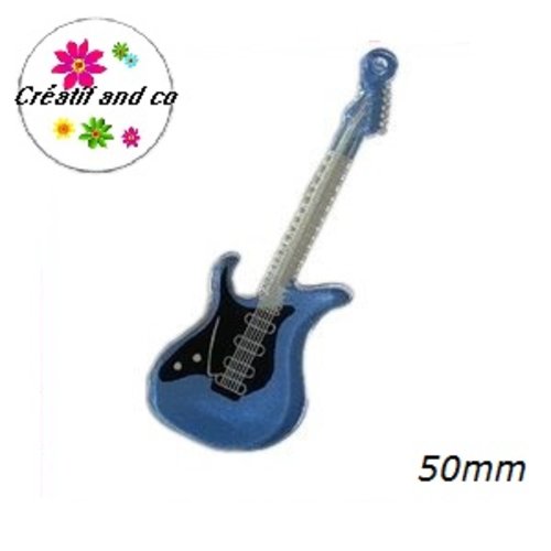 Pendentif guitare rock bleue/noire 50mm