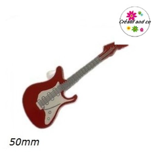 Pendentif guitare rock rouge/blanche 50mm