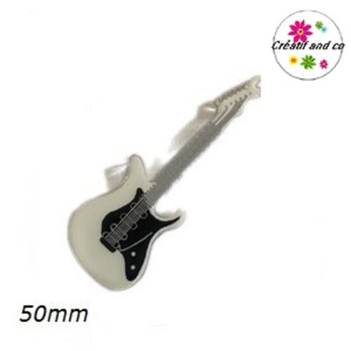 Pendentif guitare rock blanche/noire 50mm