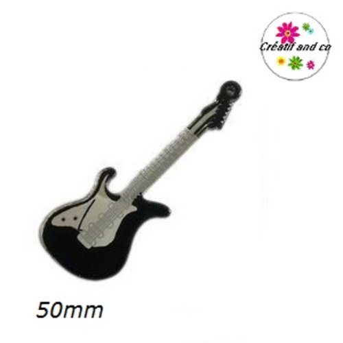 Pendentif guitare rock noire/blanche 50mm