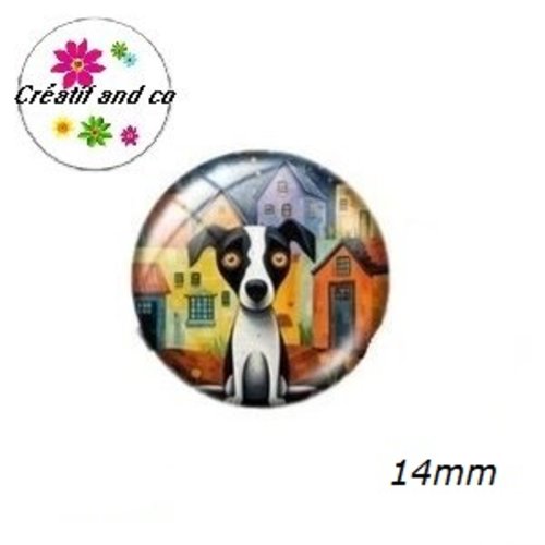 X2 cabochons chien 14mm