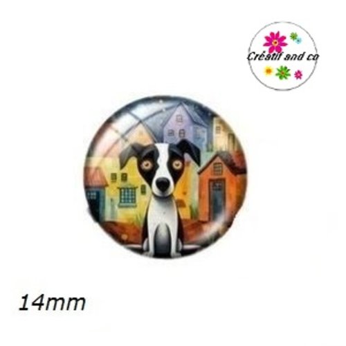 X2 cabochons chien 14mm